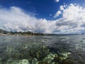 Sea and sky double landscape. Tropical seascape split photo. Double seaview. Royalty Free Stock Photo