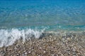 Sea and sky. Perfect blue sea water and blue sky with white fluffy clouds, tropical beach seascape and sea view. Horizontal Royalty Free Stock Photo