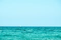 The sea sky is very far away a lonely white ship floats on the horizon Royalty Free Stock Photo