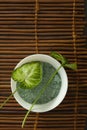 Sea Spa Salt and Green Leaves Royalty Free Stock Photo