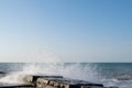 Sea spray. Beautiful seascape. Marine background. Royalty Free Stock Photo