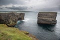 Sea Stack at Downpatrick Head in County Mayo, Ireland on a cloudy day Royalty Free Stock Photo