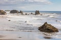 Sea stacks and surf on Bandon beach on the Oregon coast Royalty Free Stock Photo