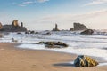 Sea stacks and surf on Bandon beach on the Oregon coast Royalty Free Stock Photo