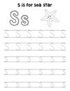 Sea Star Animal Tracing Letter ABC Coloring S Royalty Free Stock Photo