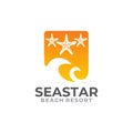 Sea star beach resort logo design Royalty Free Stock Photo