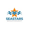 Sea star beach resort logo design Royalty Free Stock Photo