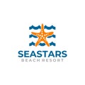 Sea star beach resort logo design Royalty Free Stock Photo