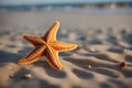 Sea star on the beach. Starfish on the sand in the evening. AI generated