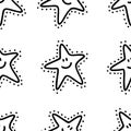 Sea star doodle hand drawn seamless pattern