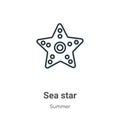 Sea star outline vector icon. Thin line black sea star icon, flat vector simple element illustration from editable summer concept Royalty Free Stock Photo