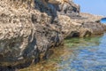 Sea stone natural cliff with water shore beauty seascape Royalty Free Stock Photo