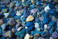 Sea stones in the sea water. Pebbles under water. The view from the top Royalty Free Stock Photo