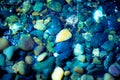 Sea stones in the sea water. Pebbles under water. The view from the top Royalty Free Stock Photo