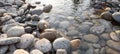 Sea stones in the seawater. Pebbles underwater. The view from the top. Nautical background. Clean seawater. Royalty Free Stock Photo