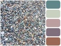 Sea stones texture, background colour palette with color swatch Royalty Free Stock Photo