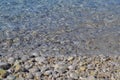 Sea stones in the sea water. Pebbles under water. The view from the top. Nautical background. Clean sea water. Transparent sea Royalty Free Stock Photo