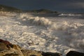 Sea storm on the beach. Lavagna. Tigullio gulf. Liguria. Italy Royalty Free Stock Photo