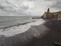 Camogli, Liguria, Italy picturesque fishermen village during sea storm swell Royalty Free Stock Photo