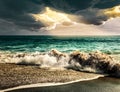 Sea storm landscape nature with sunbeam cloud storm