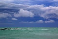 Sea stormy landscape over rocky coastline Royalty Free Stock Photo