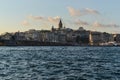 Sea Strait view of the opposite shore. blue sea horizon clouds. Istanbul Bosphorus