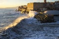 A sea strorm in Genova, Italy in december 2011