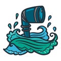 Sea submarine periscope icon, hand drawn style