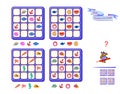 Sea Sudoku for kids. Page for brain teaser book. Set of logic puzzle games for children. Place maritime symbols in empty spaces so