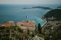 Sea summer landscape, view from Eze exotic garden, French Riviera