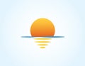 The sea and the sun with reflection on the surface of the ocean colorful logo for business organization vector illustration Royalty Free Stock Photo