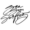 Sea Sun Surfing. Modern Calligraphy Hand Lettering for Serigraphy Print