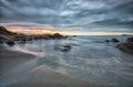 Sea sunrise. Seascape before sunrise in cloudy morning. Beautiful natural seascape, blue hour. Rocky sunrise. Sea sunrise at the B Royalty Free Stock Photo