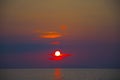 Sea sunset behind Eolian Islands Royalty Free Stock Photo