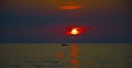 Sea sunset behind Eolian Islands Royalty Free Stock Photo