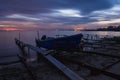 Sea sunset at Black Sea coast near Ravda village, Bulgaria. Blue hour sunset Royalty Free Stock Photo