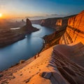 sea sunset coast evening reflection sunrise morning dusk dawn ocean shore horizon rock terrain wave beach sunlight cliff bay Royalty Free Stock Photo