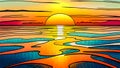 Sea at sunset - Comic book style seascape