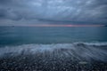 Sea sunset on a long exposure of Abkhazia Gagra Royalty Free Stock Photo