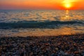 Sea sunset. The sun sets behind the horizon. Royalty Free Stock Photo