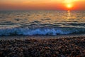 Sea sunset. The sun sets behind the horizon Royalty Free Stock Photo