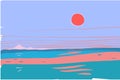 Sea sunset or sunrise sketch landscape. EPS10 vector.