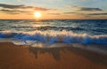 Sea sunset surf wave Royalty Free Stock Photo