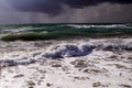 Sea surf in a thunder-storm Royalty Free Stock Photo