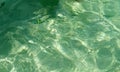 Sea surface aerial view of green turquoise rippled sea water reflect light and clownfish on beach shallow water for background Royalty Free Stock Photo