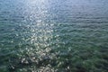 Sea surface and wave moving to the beach, reflected blue sky color in the evening in Koh Mak Island at Trat, Thailand