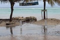 Sea surge boardwalk in Mahahual Hurricane Ernesto