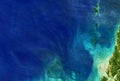Sea taken from space, detailed Earth surface on global satellite photo