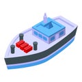 Sea tanker icon isometric vector. Seaside beach