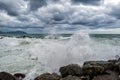 Sea in tempest on rocks Royalty Free Stock Photo